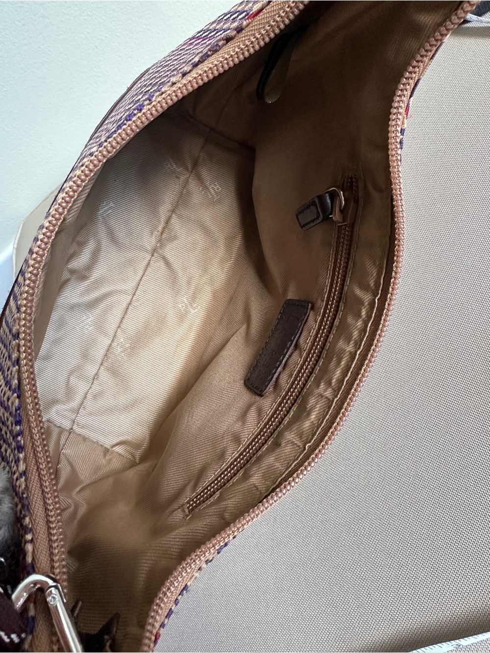Ralph Lauren Purple and Brown Plaid Mini Bag with Charm - Picture 11 of 12